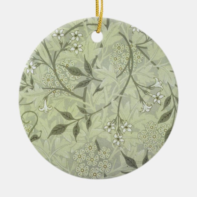 William Morris Jasmine Botanical Ceramic Tree Decoration (Front)
