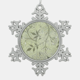 William Morris Jasmine Botanical Vintage Antique Snowflake Pewter Christmas Ornament