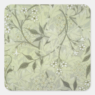 William Morris Jasmine Botanical Vintage Antique Square Sticker
