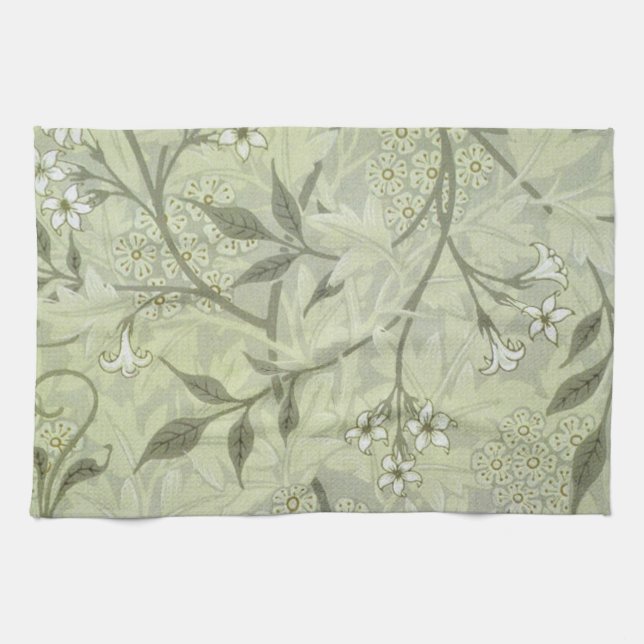 William Morris Jasmine Botanical Vintage Antique Tea Towel (Horizontal)