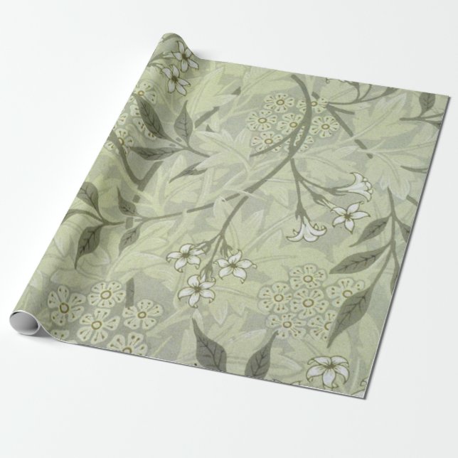 William Morris Jasmine Botanical Wrapping Paper (Unrolled)