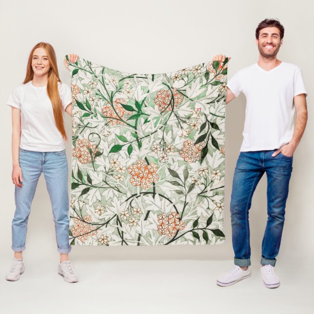 William Morris Jasmine Flower Fleece Blanket (In Situ)