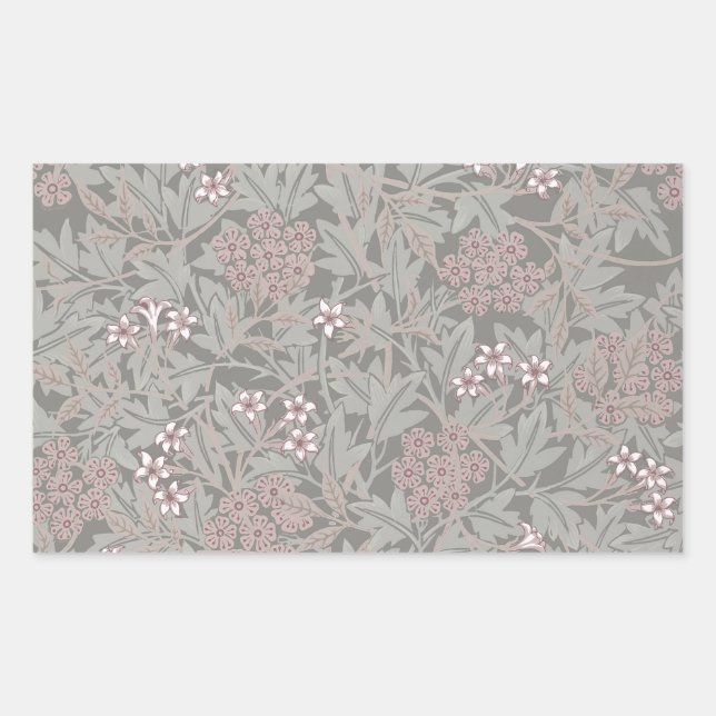 William Morris Jasmine Flower Pattern Rectangular Sticker (Front)