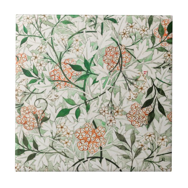 William Morris Jasmine Flower Tile (Front)