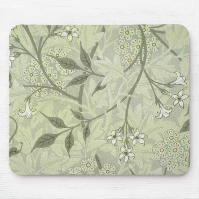 William Morris Jasmine Flower Wallpaper Art Mouse Mat (Front)