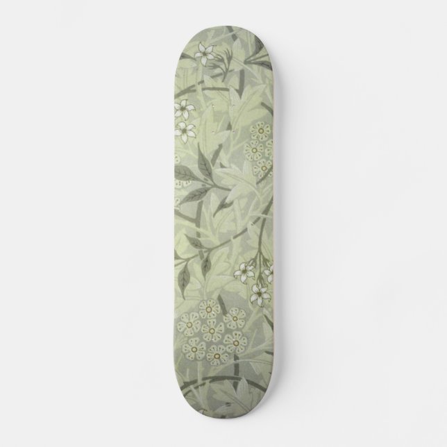 William Morris Jasmine Flower Wallpaper Art Skateboard (Front)