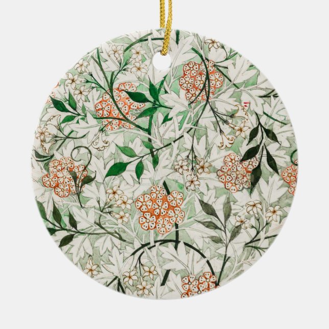 William Morris Jasmine Garden Flower Classic Ceramic Tree Decoration (Front)