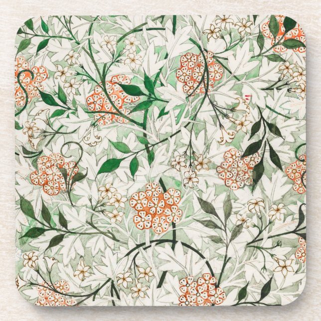 William Morris Jasmine Garden Flower Classic Coaster (Front)