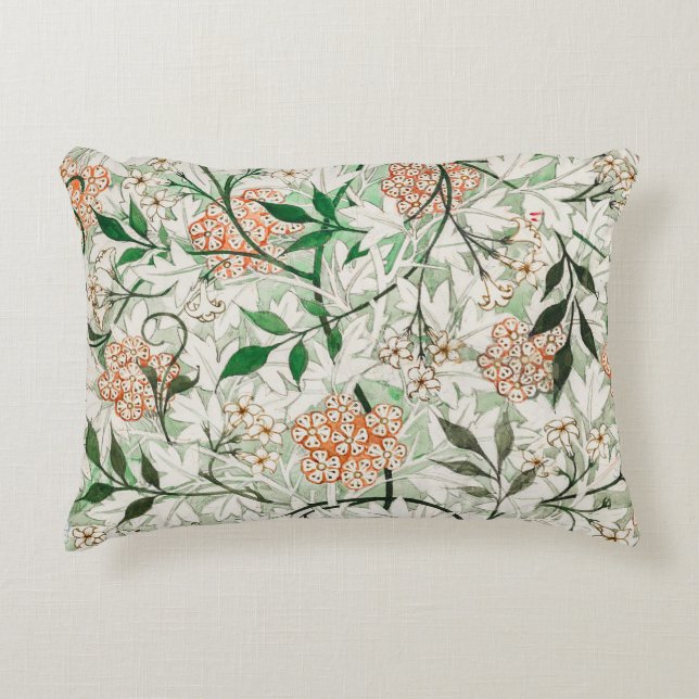 William Morris Jasmine Garden Flower Classic Decorative Cushion (Front)
