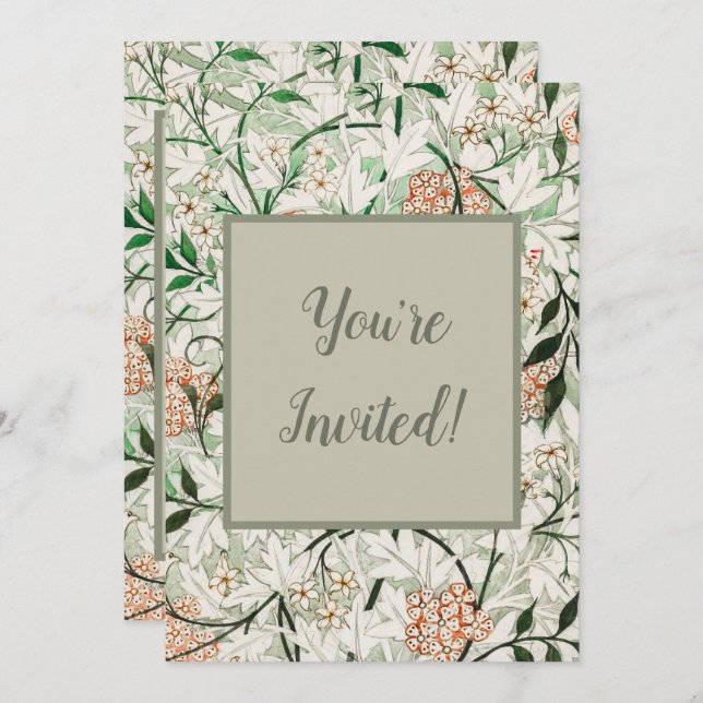 William Morris Jasmine Garden Flower Classic Invitation (Front/Back)