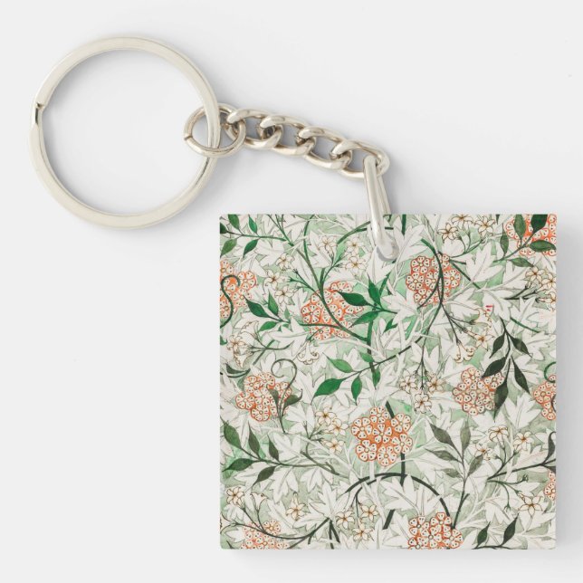 William Morris Jasmine Garden Flower Classic Key Ring (Front)