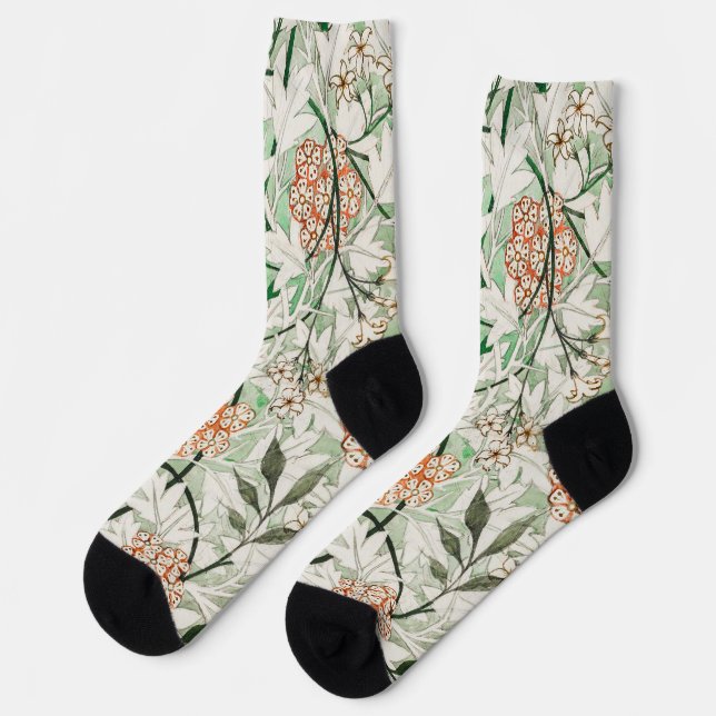 William Morris Jasmine Garden Flower Classic Socks (Left)