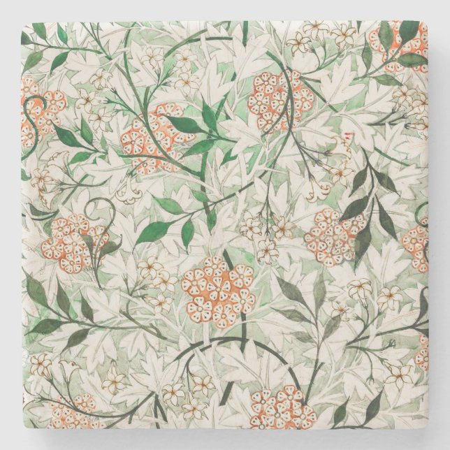 William Morris Jasmine Garden Flower Classic Stone Coaster (Front)