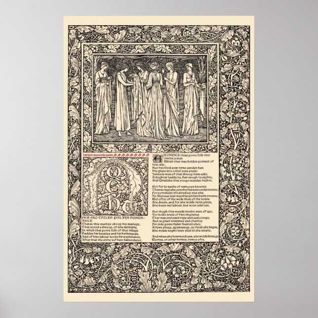 William Morris Kelmscott Press Chaucer Page Poster (Front)