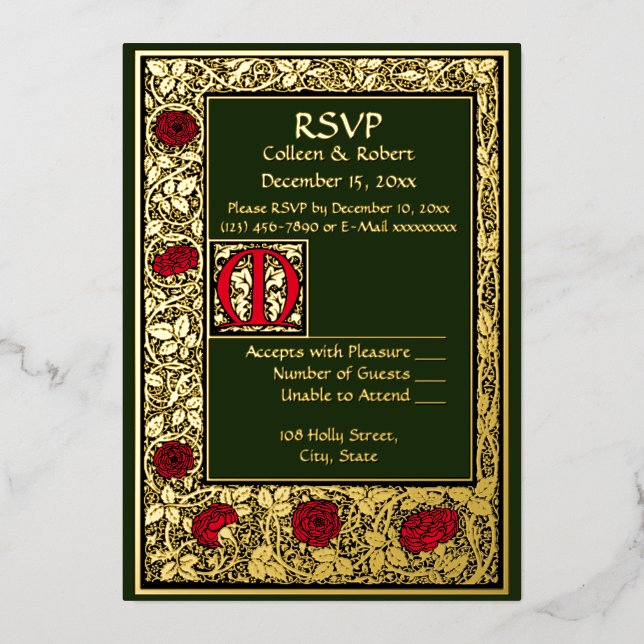 William Morris Kelmscott Press Floral Rose RSVP (Front)