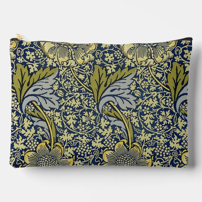 William Morris Kennet Floral Wallpaper Blue Accessory Pouch (Front)
