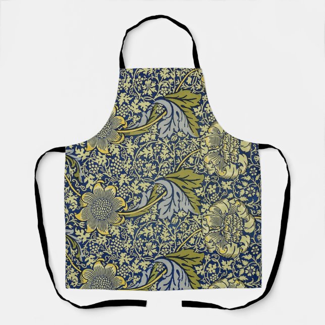 William Morris Kennet Floral Wallpaper Blue Apron (Front)