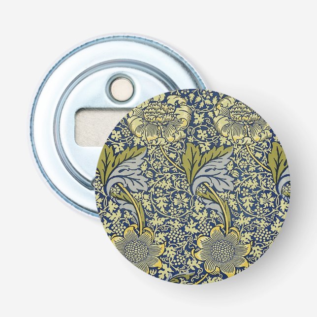 William Morris Kennet Floral Wallpaper Blue Bottle Opener (Front)