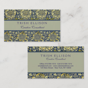 William Morris Kennet Floral Wallpaper Blue Business Card