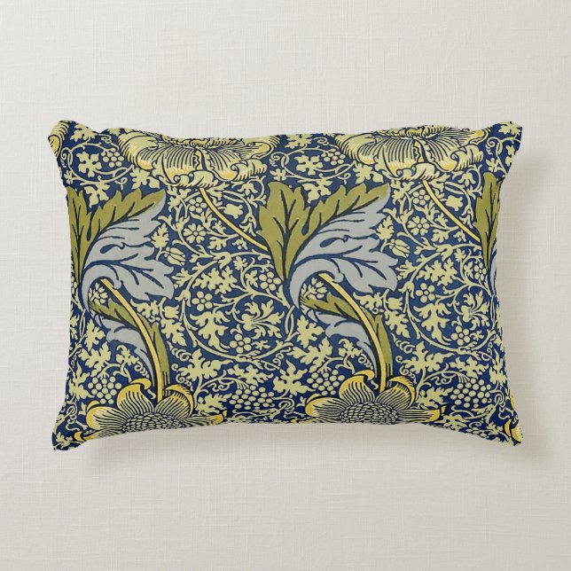 William Morris Kennet Floral Wallpaper Blue Decorative Cushion (Front)