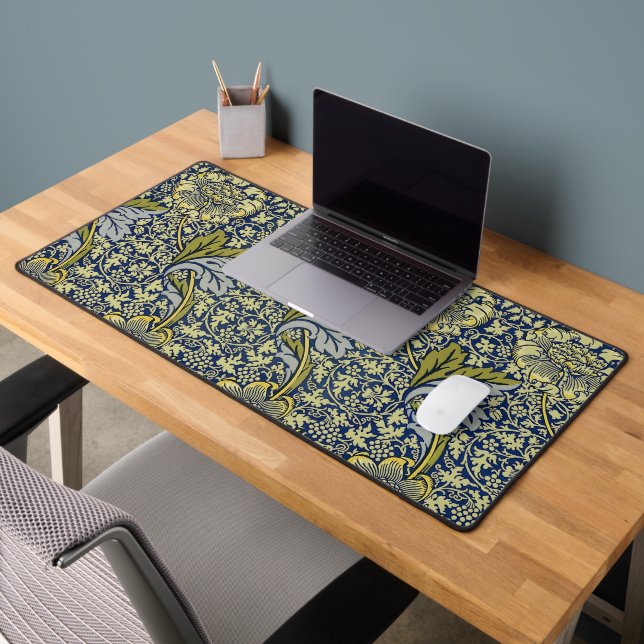 William Morris Kennet Floral Wallpaper Blue Desk Mat (Office 2)