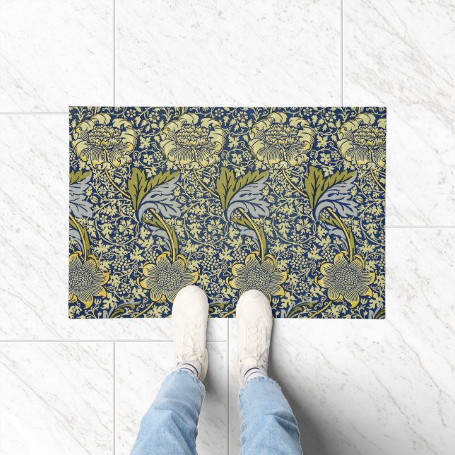 William Morris Kennet Floral Wallpaper Blue Doormat (Indoor)