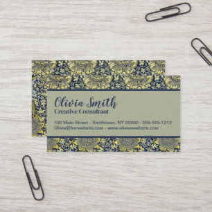 William Morris Kennet Floral Wallpaper Blue Gold Business Card