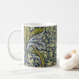 William Morris Kennet Floral Wallpaper Blue Gold Coffee Mug
