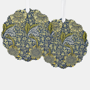 William Morris Kennet Floral Wallpaper Blue Gold Tree Decoration Card