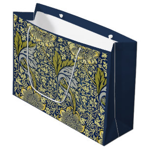 William Morris Kennet Floral Wallpaper Blue Large Gift Bag
