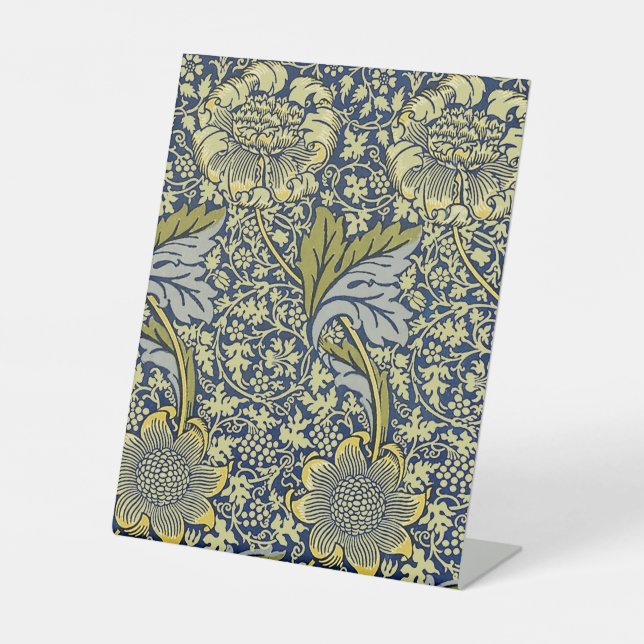 William Morris Kennet Floral Wallpaper Blue Pedestal Sign (Front)