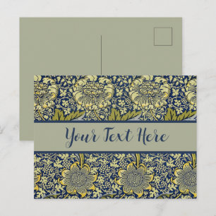 William Morris Kennet Floral Wallpaper Blue Postcard