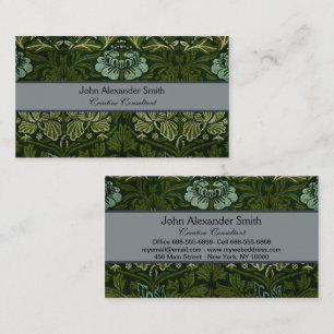 William Morris Large Green Leaves & Blue Flower Business Card