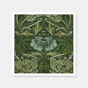William Morris Large Green Leaves & Blue Flower Napkin