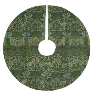 William Morris Large Green Tulip Rose Wallpaper Brushed Polyester Tree Skirt