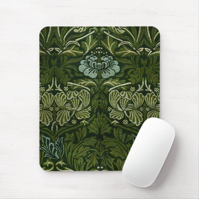 William Morris Large Green Tulip Rose Wallpaper Mouse Mat (With Mouse)