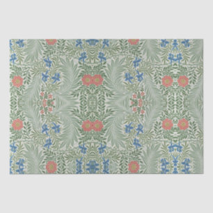 William Morris Larkspur Floral Green Pink Blue Tissue Paper