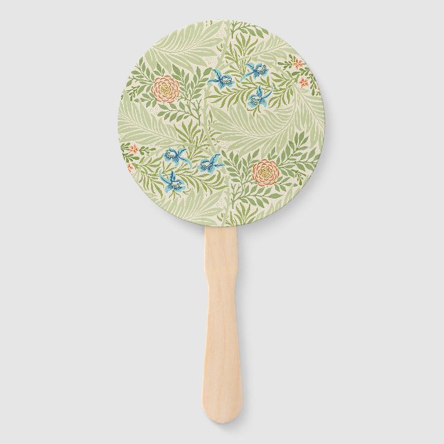 William Morris Larkspur Floral Pattern Hand Fan (Front)