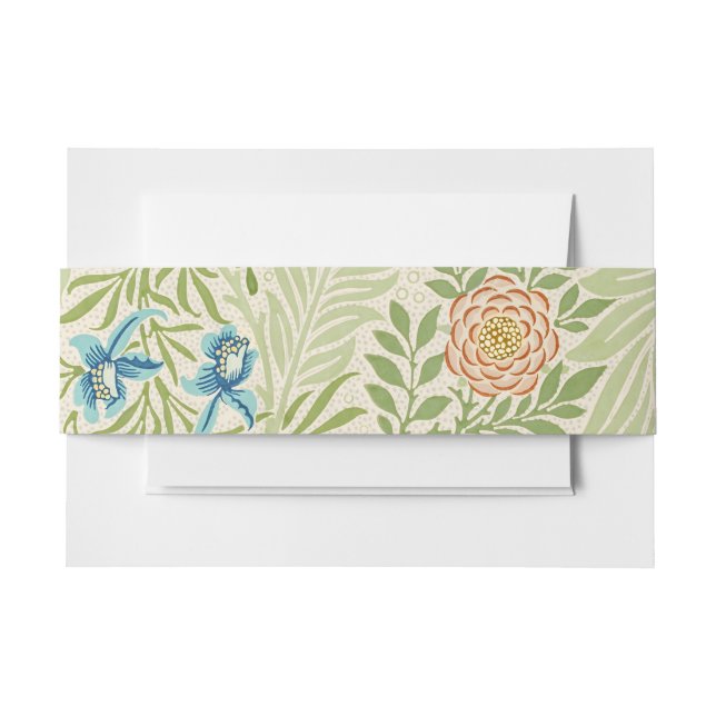 William Morris Larkspur Floral Pattern Invitation Belly Band (Front Example)