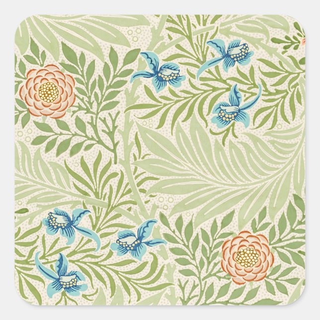 William Morris Larkspur Floral Pattern Square Sticker (Front)