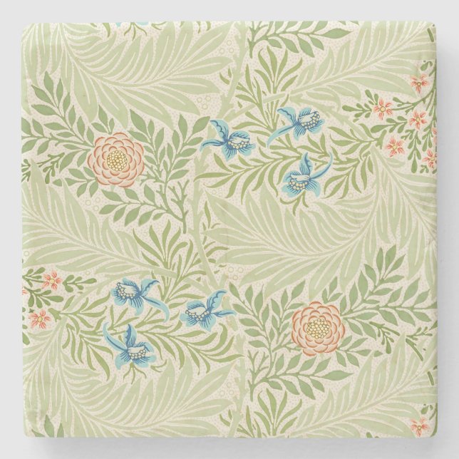 William Morris Larkspur Floral Pattern Stone Coaster (Front)