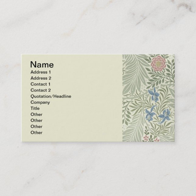 William Morris Larkspur Floral Wallpaper Business Card (Front)