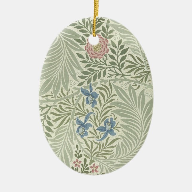 William Morris Larkspur Floral Wallpaper Ceramic Tree Decoration (Front)