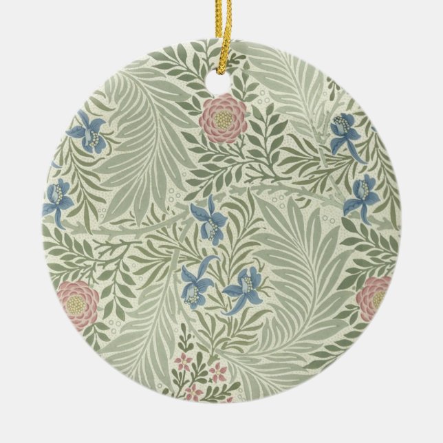 William Morris Larkspur Floral Wallpaper Ceramic Tree Decoration (Front)