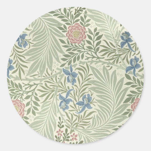 William Morris Larkspur Floral Wallpaper Classic Round Sticker (Front)