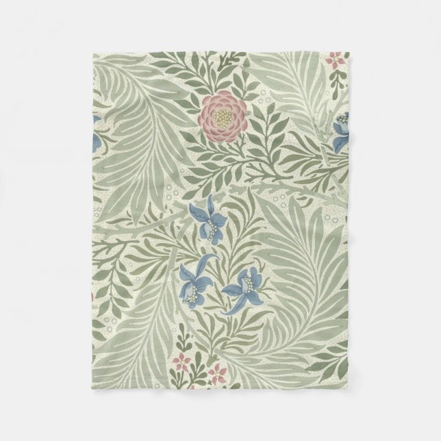 William Morris Larkspur Floral Wallpaper Fleece Blanket (Front)