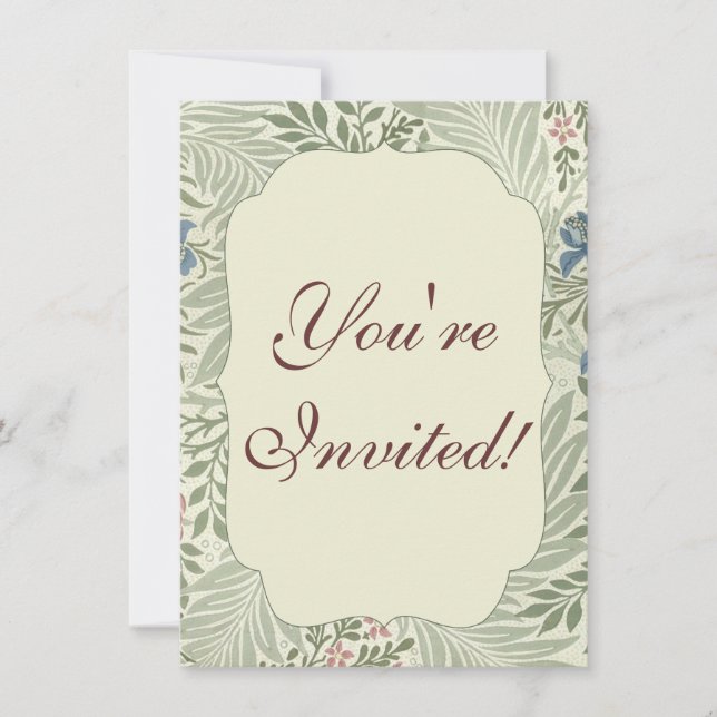 William Morris Larkspur Floral Wallpaper Invitation (Front)