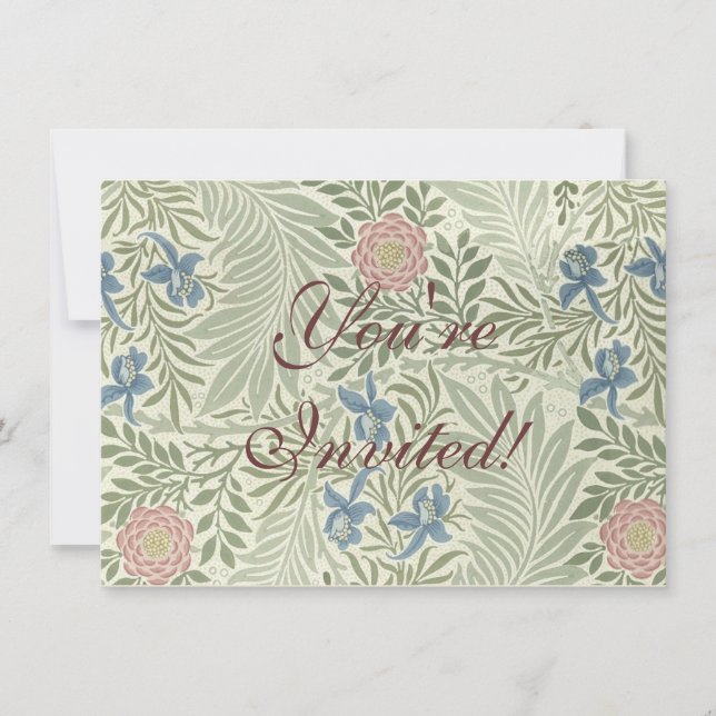 William Morris Larkspur Floral Wallpaper Invitation (Front)