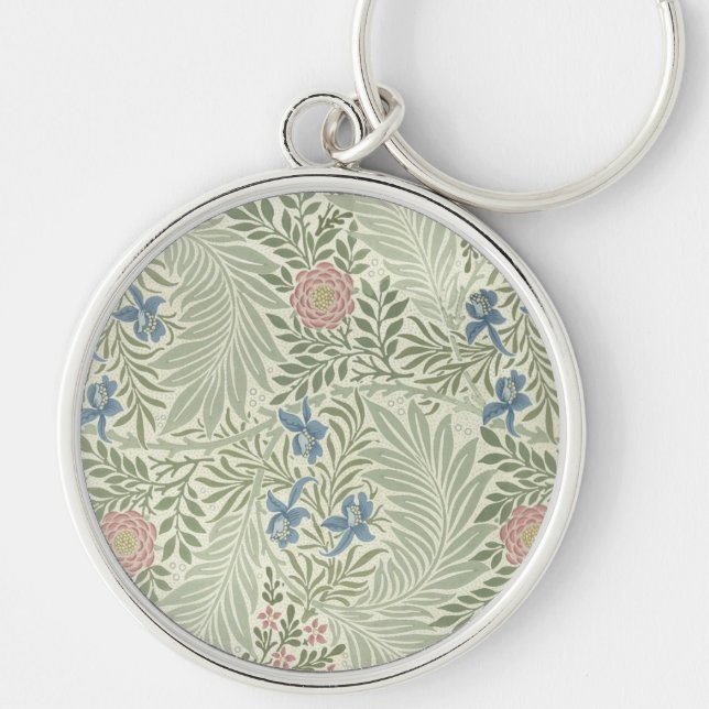 William Morris Larkspur Floral Wallpaper Key Ring (Front)