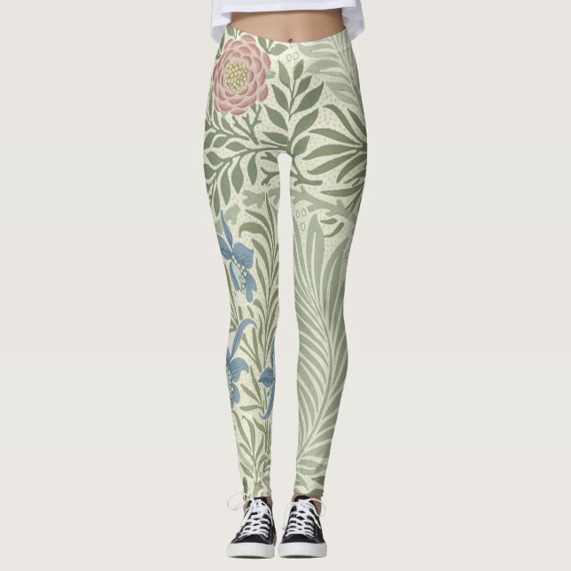 William Morris Larkspur Floral Wallpaper Leggings (Front)